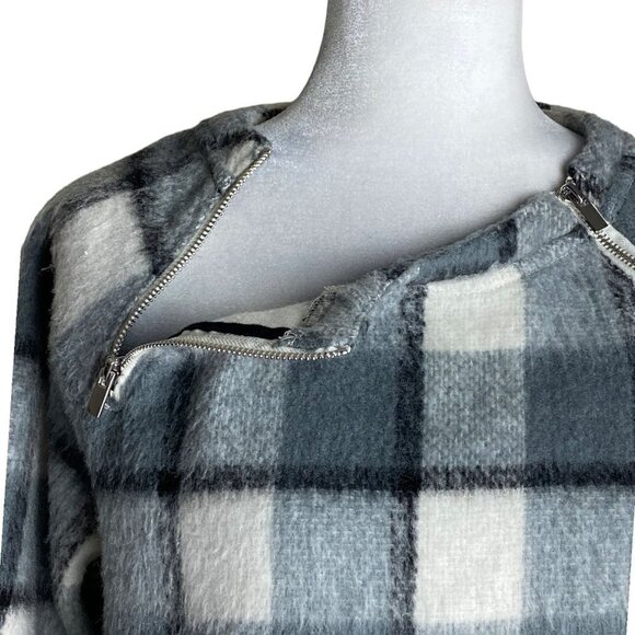 Abercrombie & Fitch Sweater Gray Plaid Wool-blend Trendy Fuzzy Women's Sz Sm - Picture 6 of 10